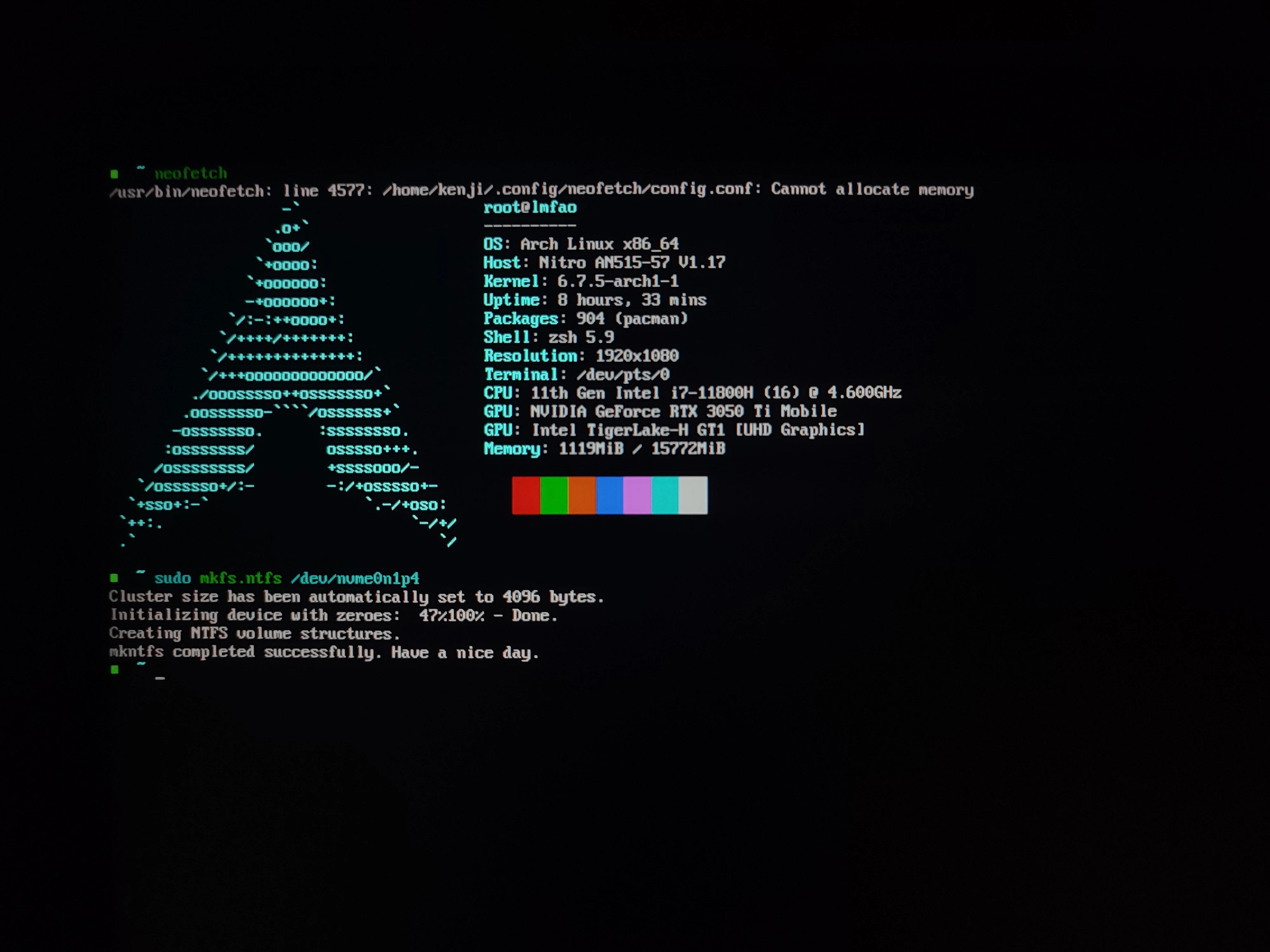 Arch TTY memories